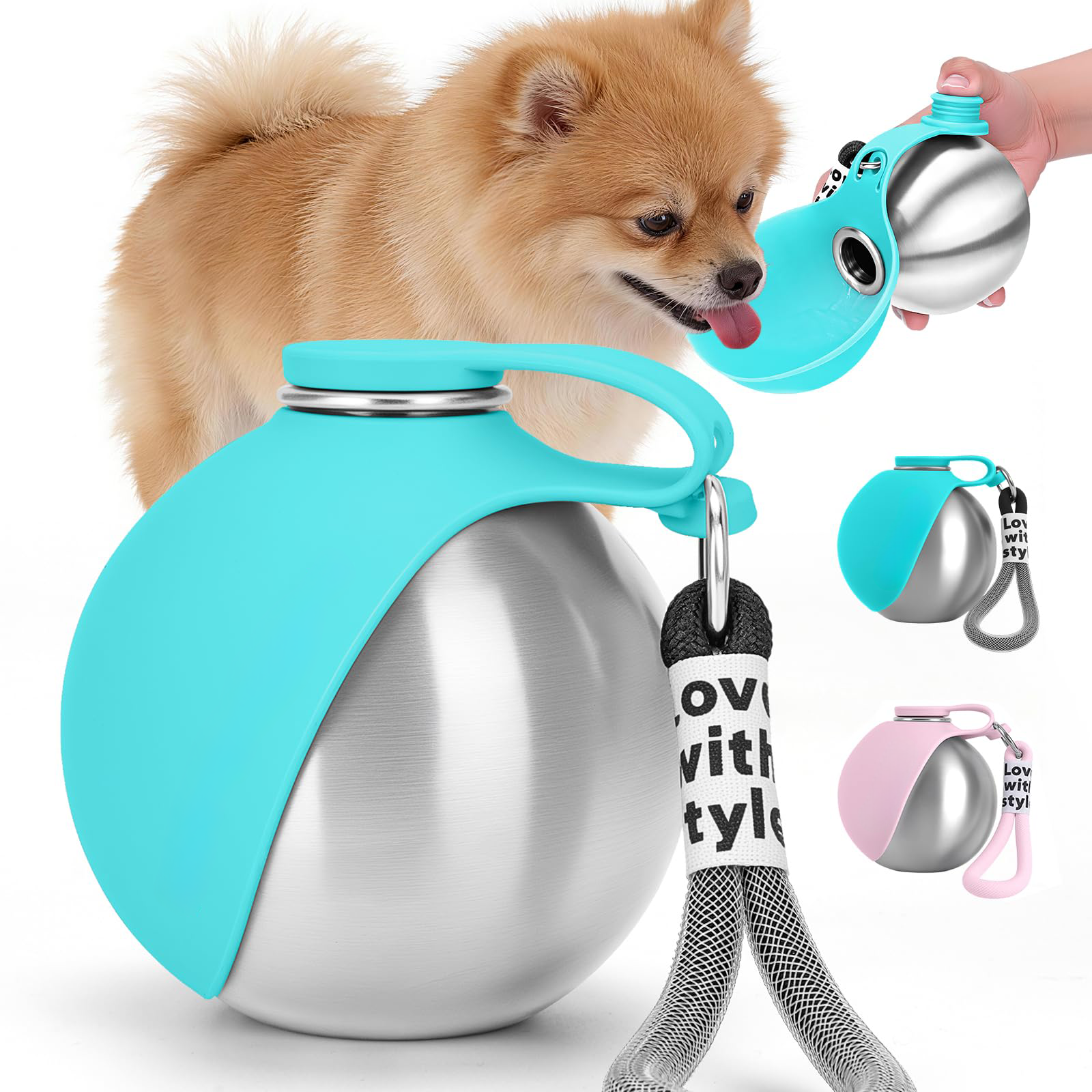 Portable Dog Water Bottle with Bowl