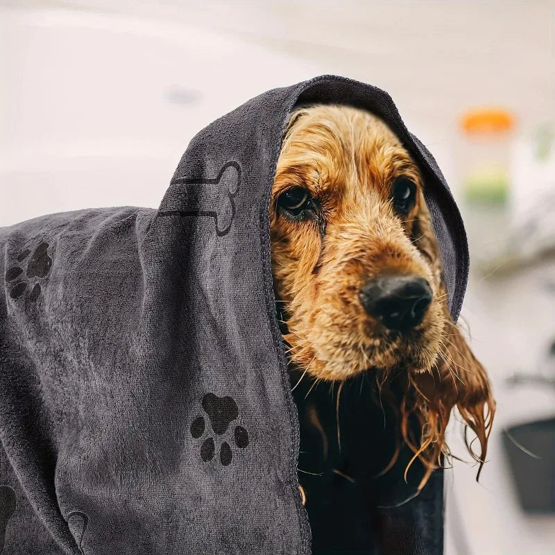 Quick-Dry Microfiber Dog Towel - Paw Print