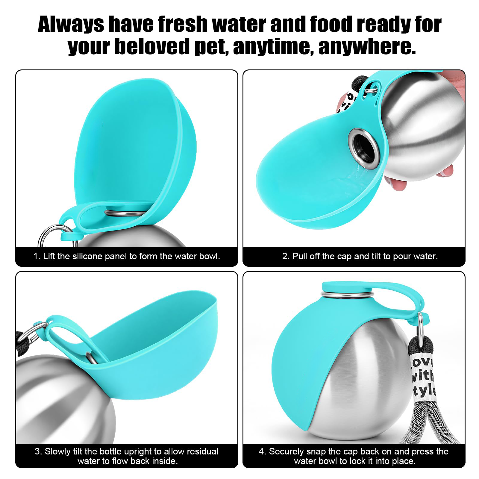 Portable Dog Water Bottle with Bowl