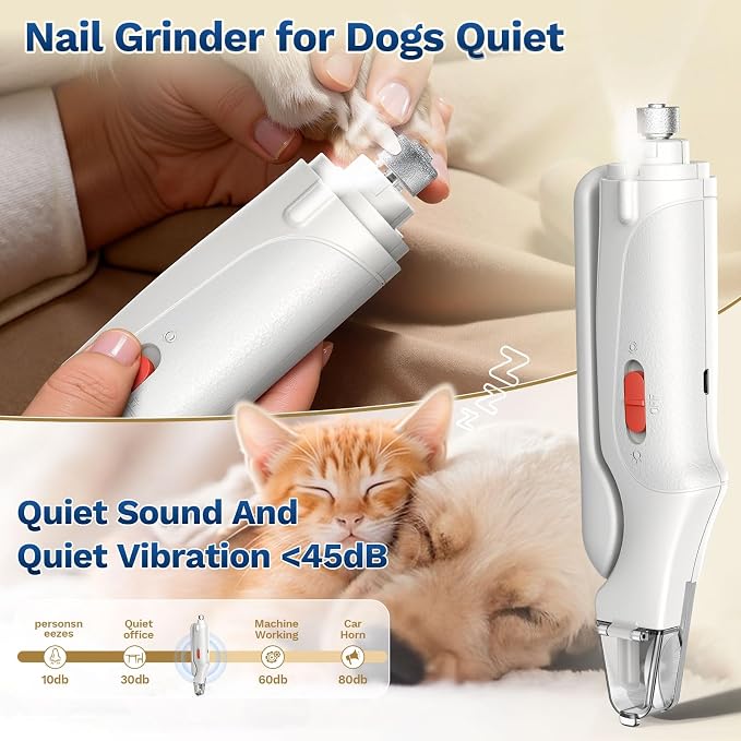 2-in-1 Electric Pet Nail Grinder & Clipper with LED Light