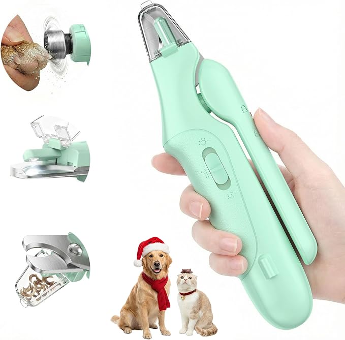 2-in-1 Electric Pet Nail Grinder & Clipper with LED Light